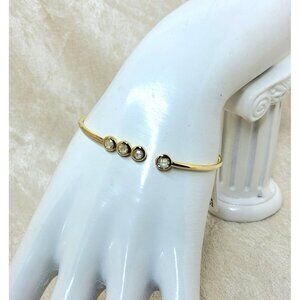 Halle Gold Tone Thin Cuff Bracelet with 4 Crystals 14KT Gold Filled bracelet